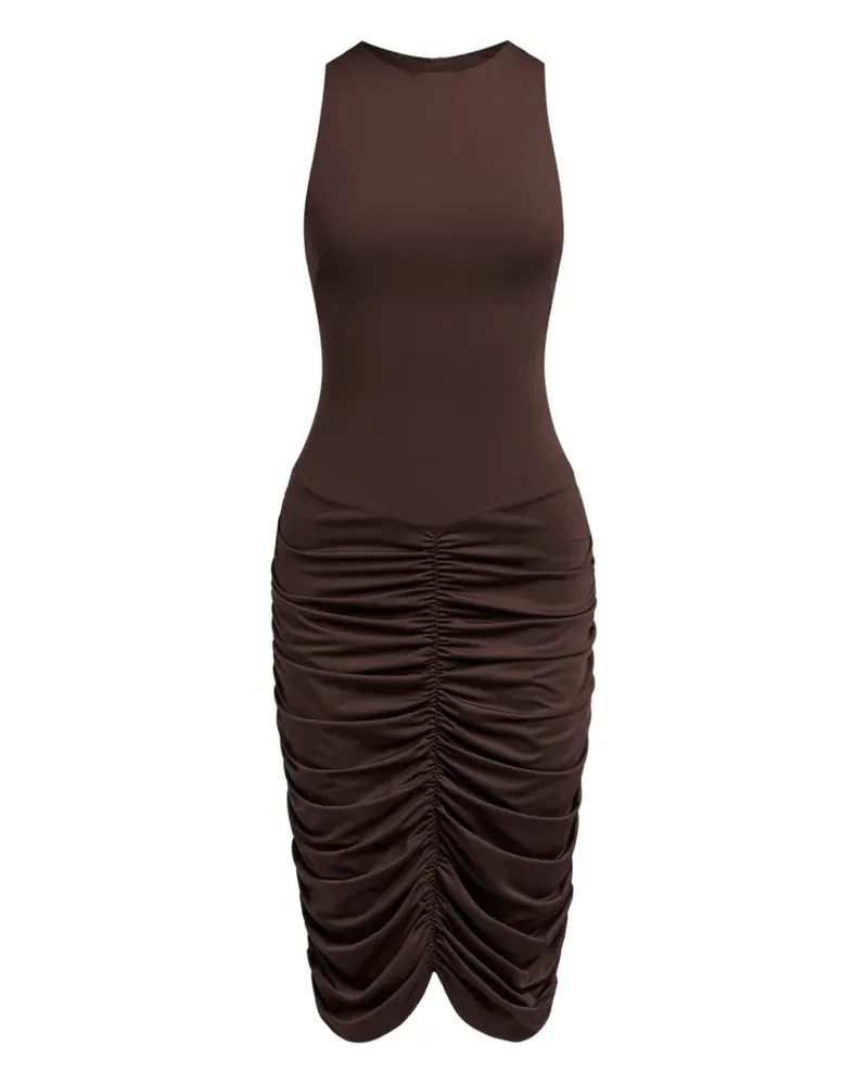 12 STOREEZ Gerafftes Kleid - Braun Braun