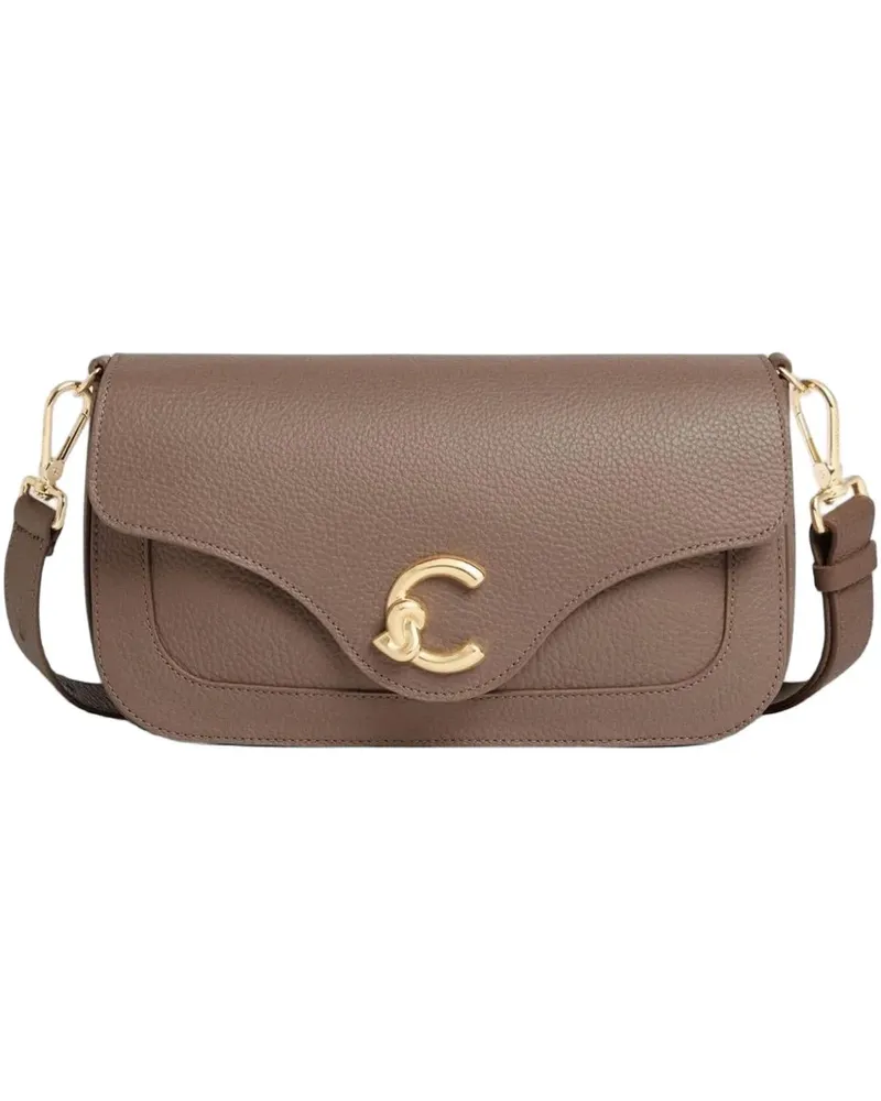 Coccinelle logo hardware shoulder bag - Nude Nude