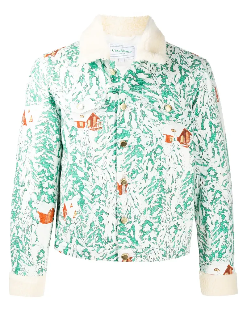 Casablanca Paris Jacke mit Berghütten-Print - Weiß Weiß