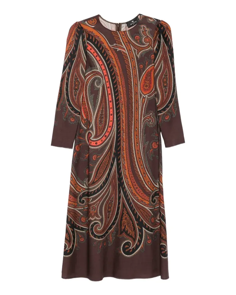 Etro Paisley-print long-sleeve dress - Braun Braun