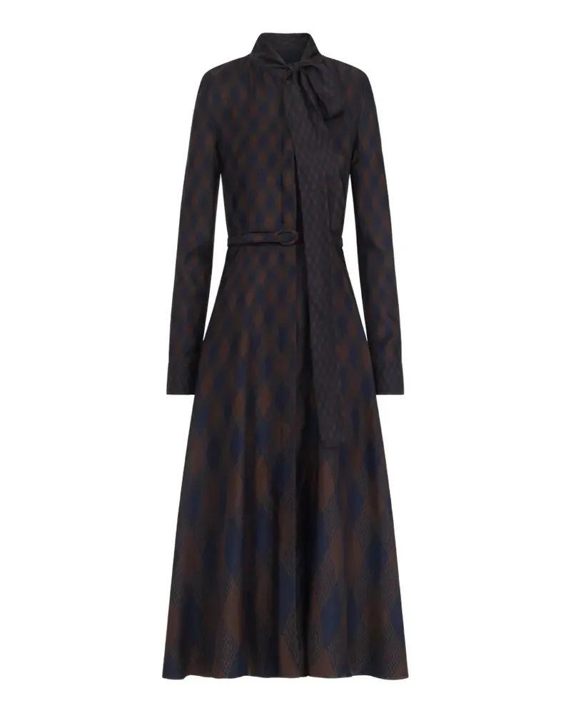 Oscar de la Renta Midikleid mit Argyle-Print - Braun Braun