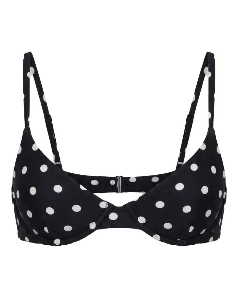 NICHOLAS Deniz bikini top - black ivory polka dot - Schwarz Schwarz