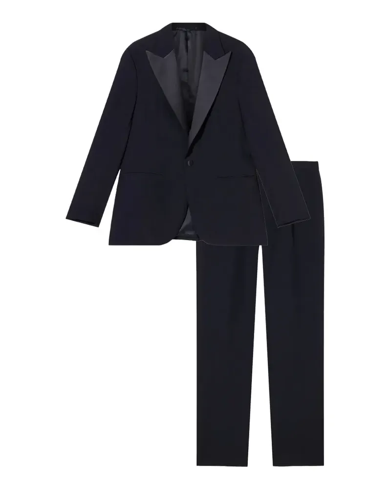 Fortela single-breasted satin-trim suit - Schwarz Schwarz