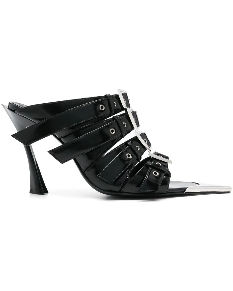 Thierry Mugler Fang Mules mit Schnalle 90mm - Schwarz Schwarz