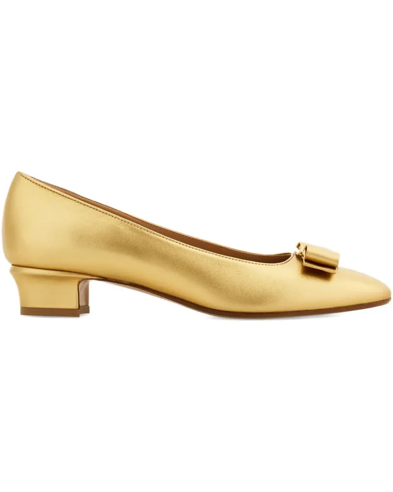 Ferragamo Pumps mit Vara-Schleife 30mm - Gold Gold