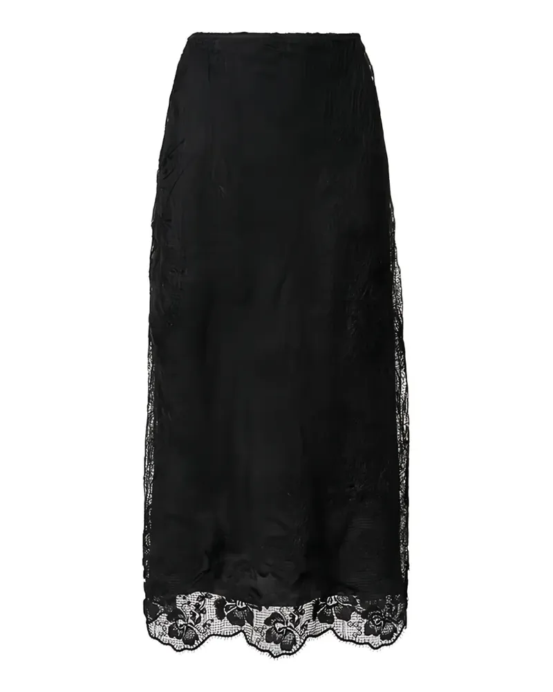 Fabiana Filippi lace-overlay scalloped midi skirt - Schwarz Schwarz