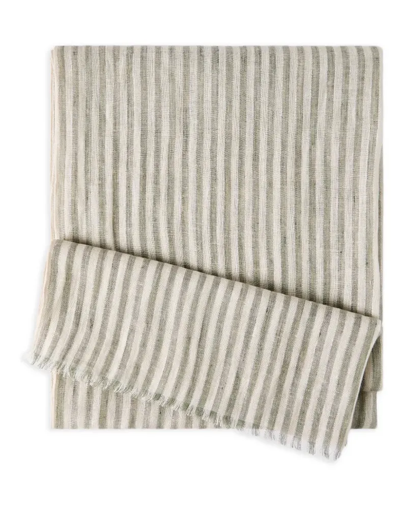 Brunello Cucinelli Gestreifter Schal mit Fransen - Grün Grün