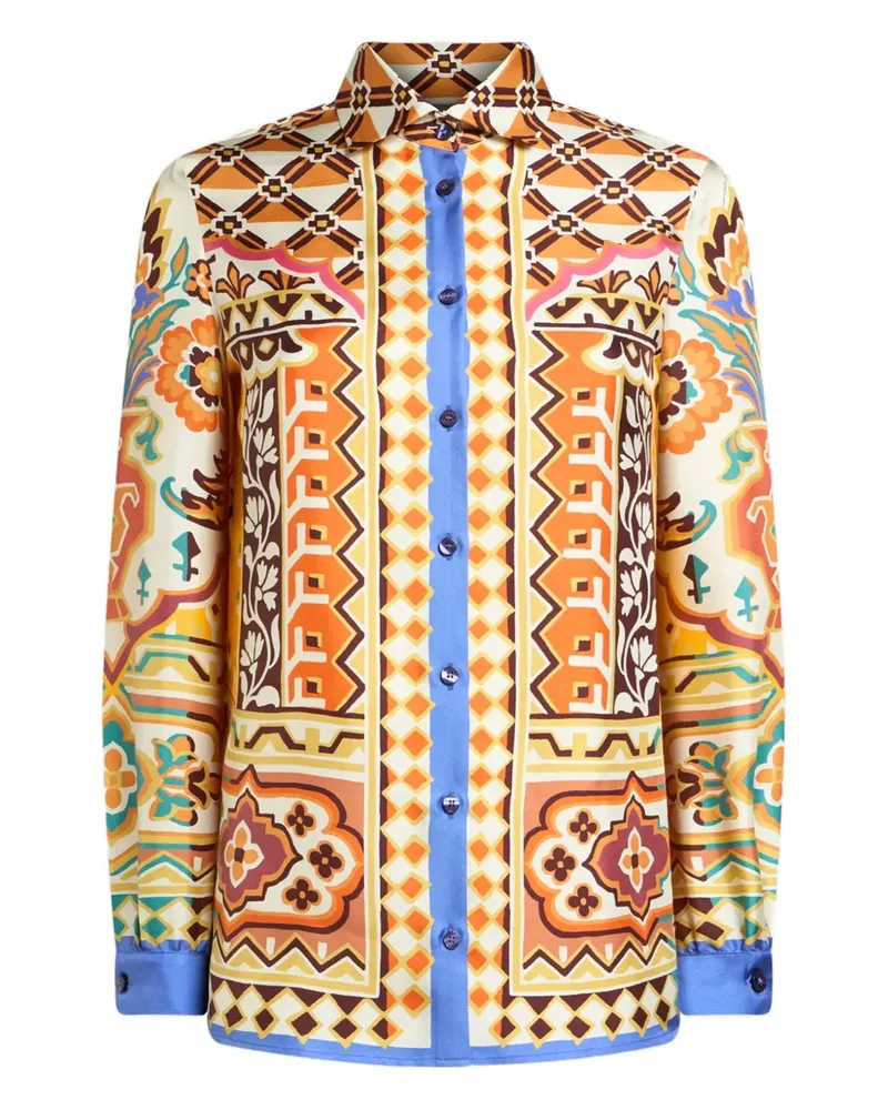 Etro Seidenhemd mit Print - Gelb Gelb