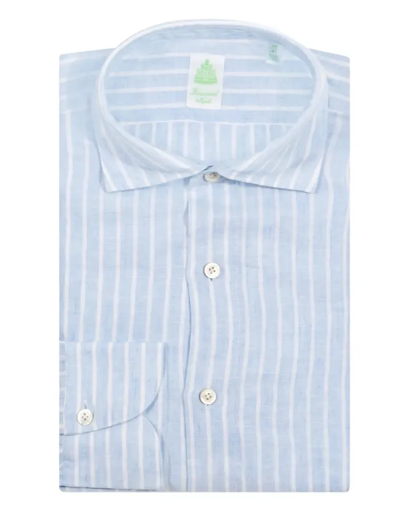Finamore 1925 Gestreiftes Hemd - Blau Blau