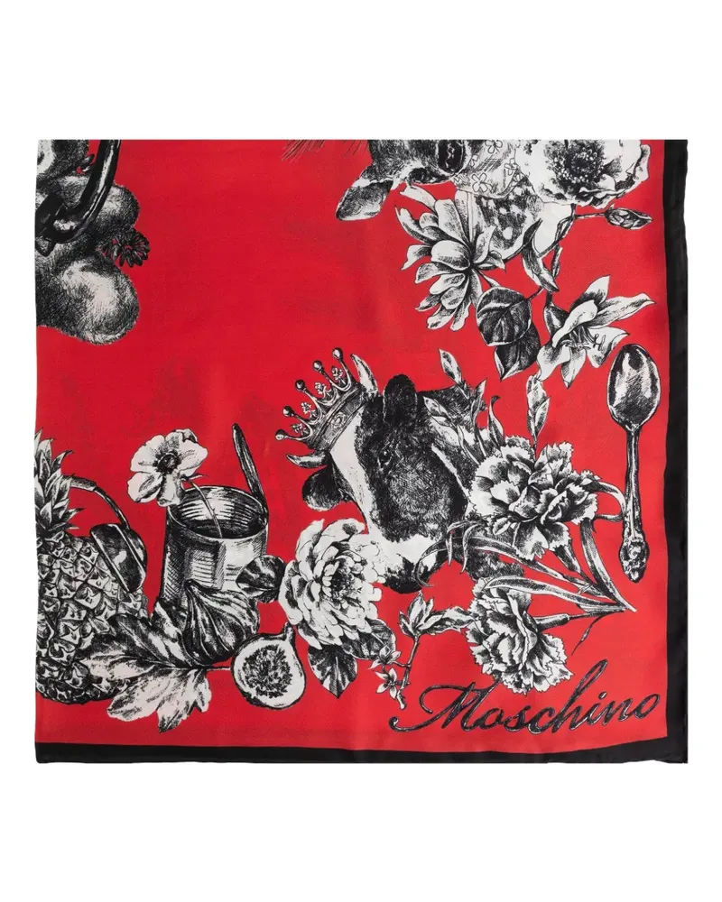 Moschino floral-print silk scarf - Rot Rot