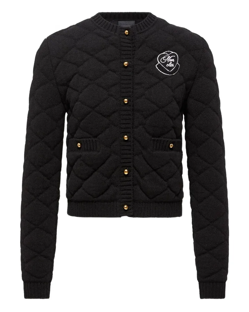 Moncler quilted heart-logo cardigan - Schwarz Schwarz