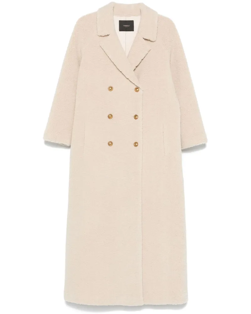 Twin-Set Doppelreihiger Mantel aus Faux Fur - Nude Nude