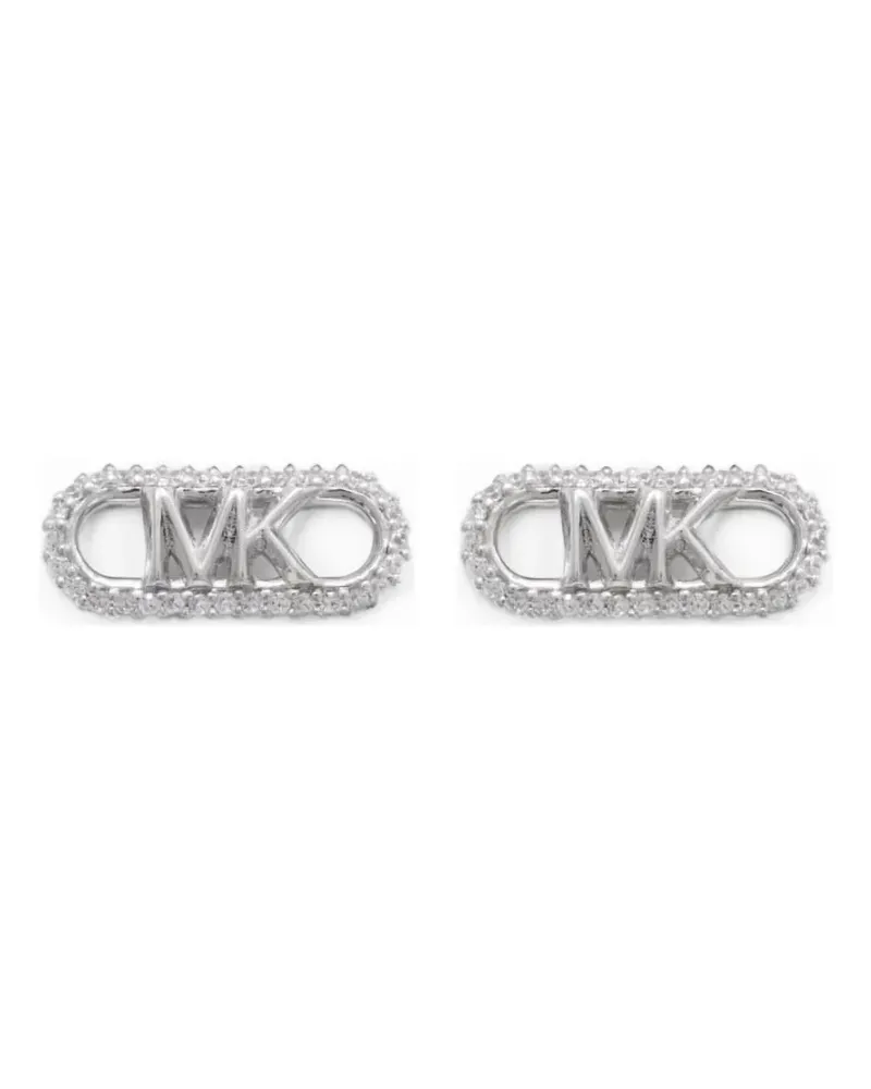 Michael Kors Kristallverzierte Ohrringe mit Logo-Schild - Silber Silber