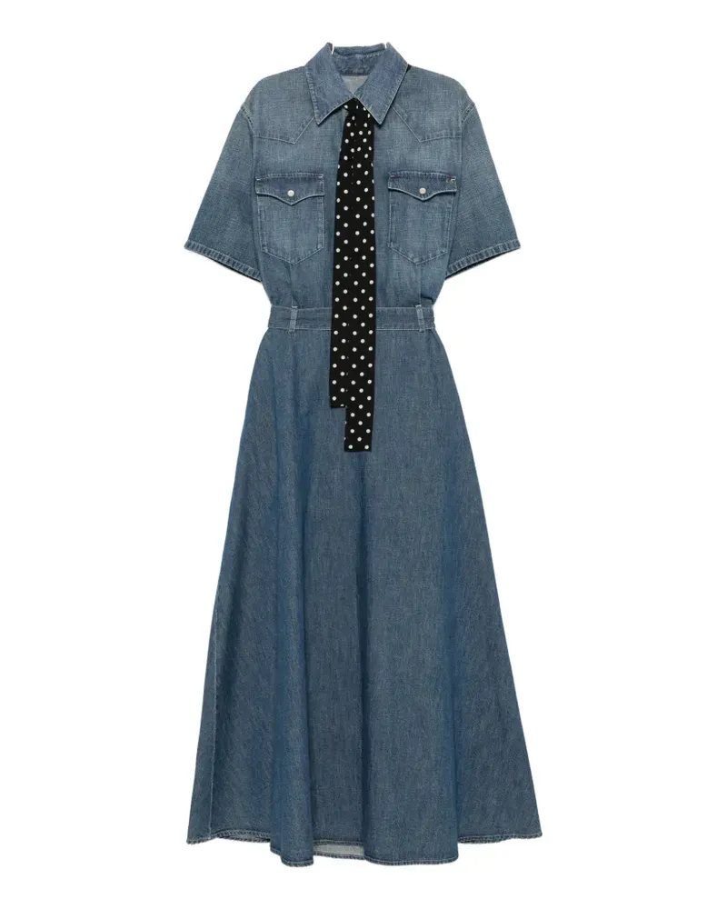 Valentino Garavani polka-dot-tie denim midi dress - Blau Blau