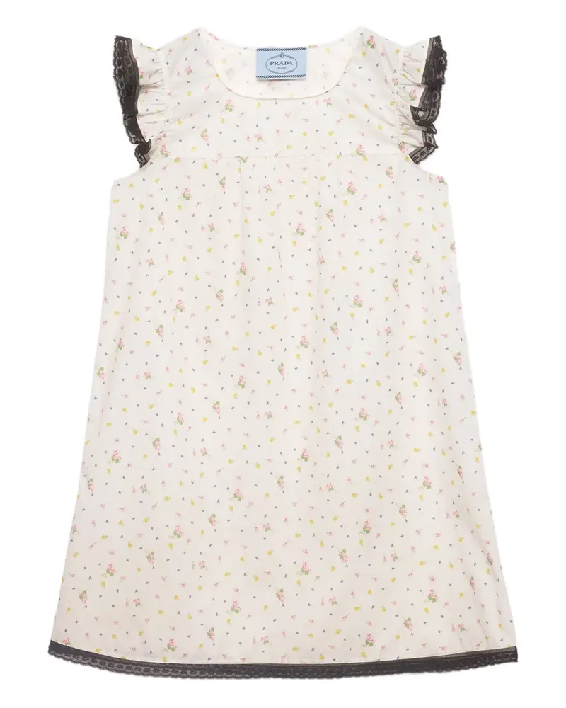 Prada Minikleid mit Blumen-Print - Weiß Weiß