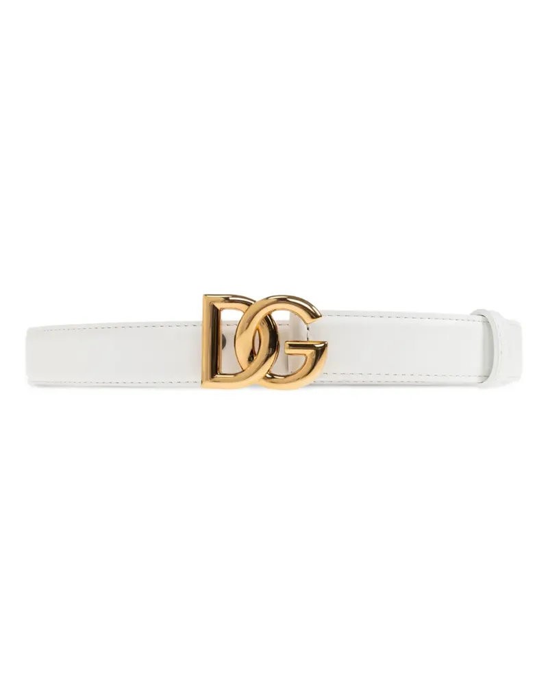 Dolce & Gabbana calfskin belt with DG logo - Weiß Weiß