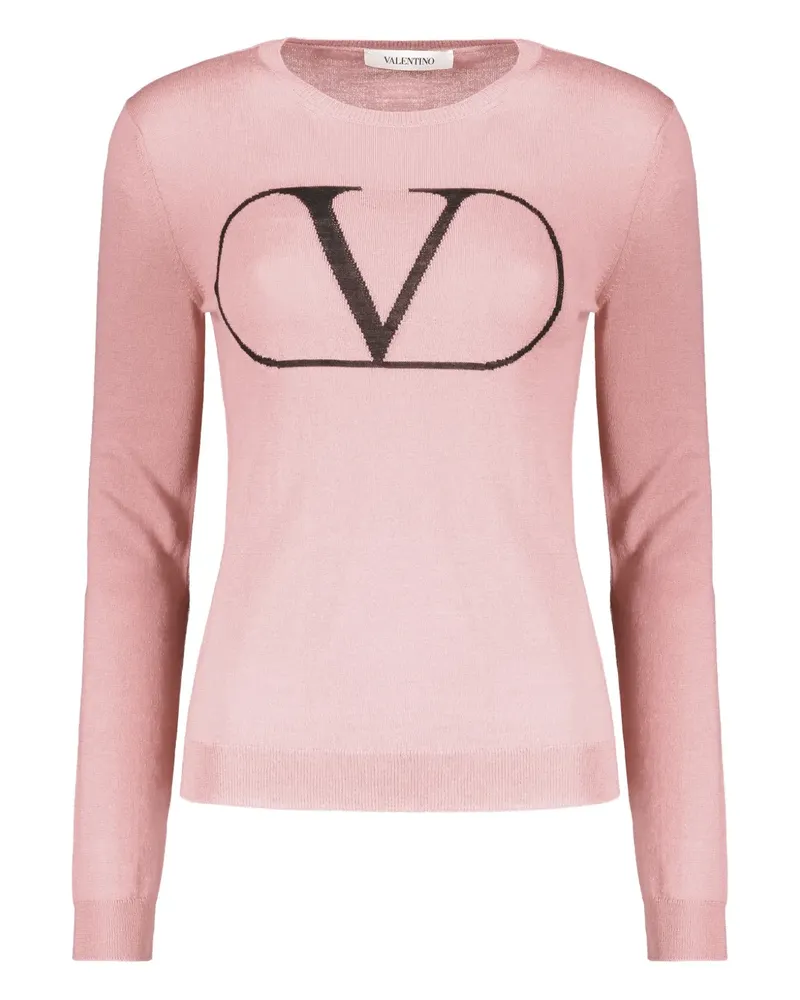 Valentino Garavani Gerippter Pullover mit Logo-Detail - Rosa Rosa