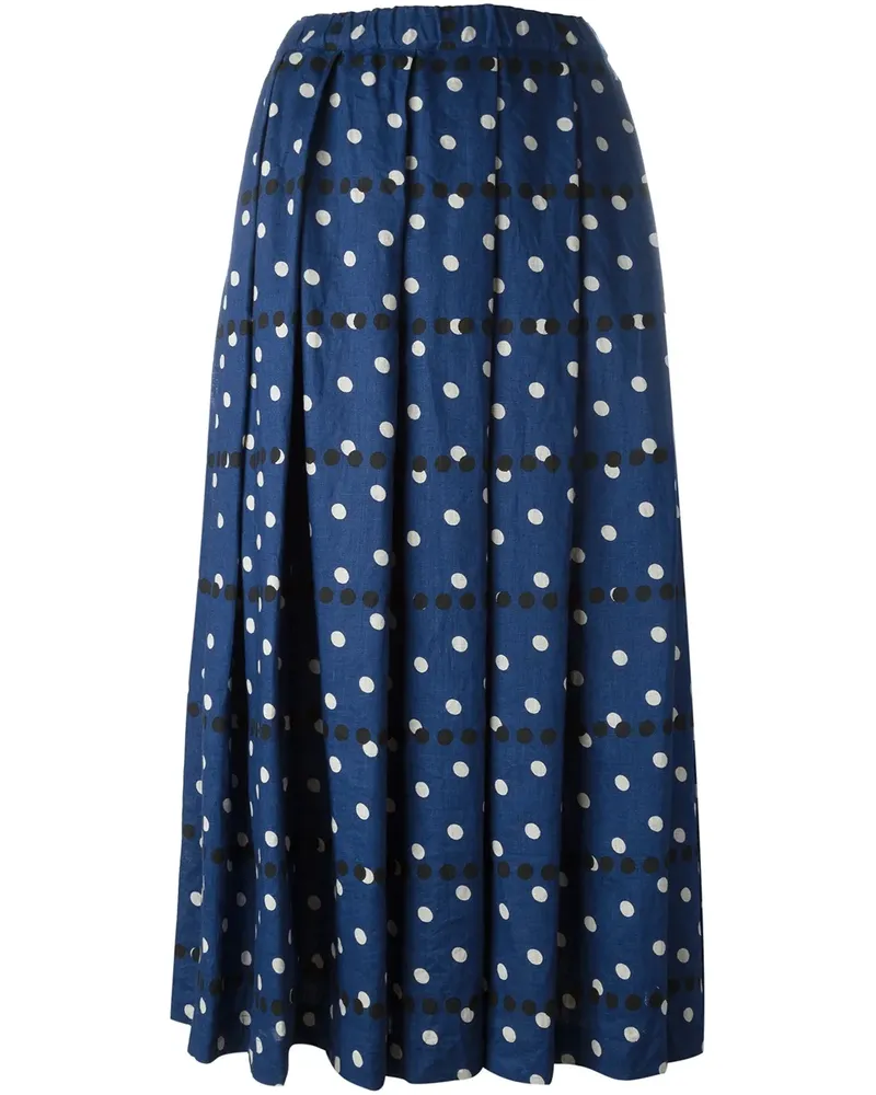 Comme des Garçons Gepunkteter Leinenrock mit Falten - Blau Blau