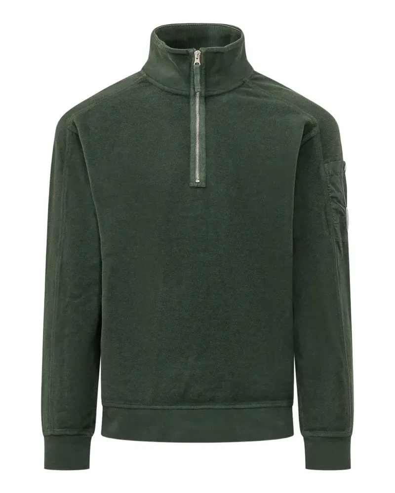 C.P. Company brushed emerized diagonal fleece half-zip lens sweatshirt - Grün Grün