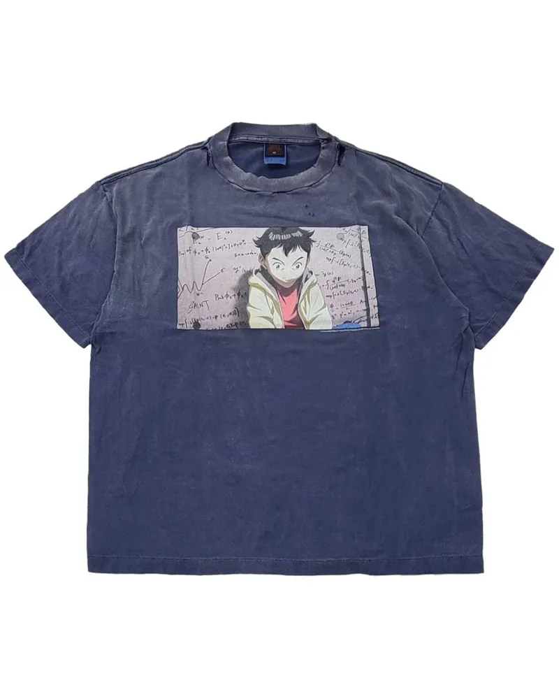 SAINT MXXXXXX x Pluto T-Shirt mit grafischem Print - Blau Blau