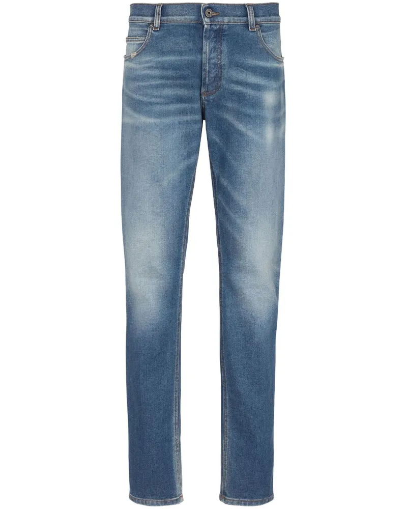 Balmain Halbhohe Slim-Fit-Jeans - Blau Blau