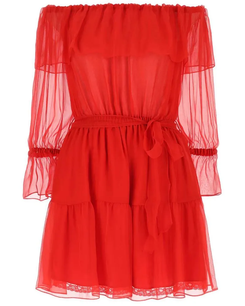Gucci Schulterfreies Minikleid aus Seide - Rot Rot
