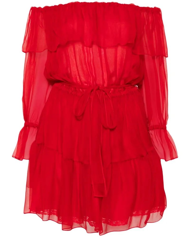 Gucci Schulterfreies Minikleid aus Seide - Rot Rot