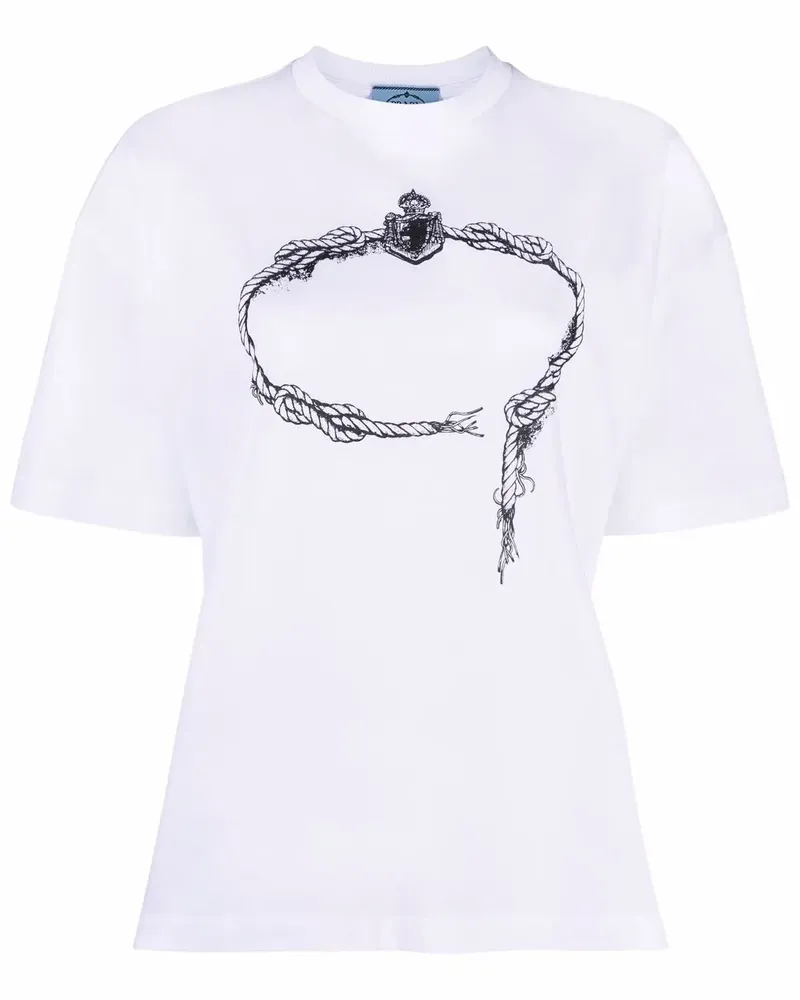 Prada T-Shirt mit Print - Weiß Weiß