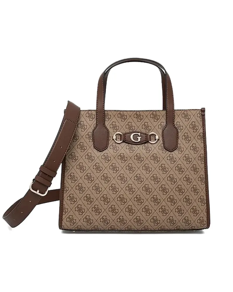Guess Izzy Tote Bag mit Logo-Schild - Braun Braun