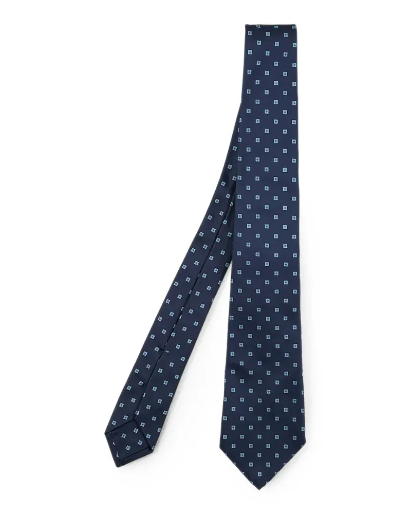 Kiton Seidenkrawatte mit geometrischem Print - Blau Blau