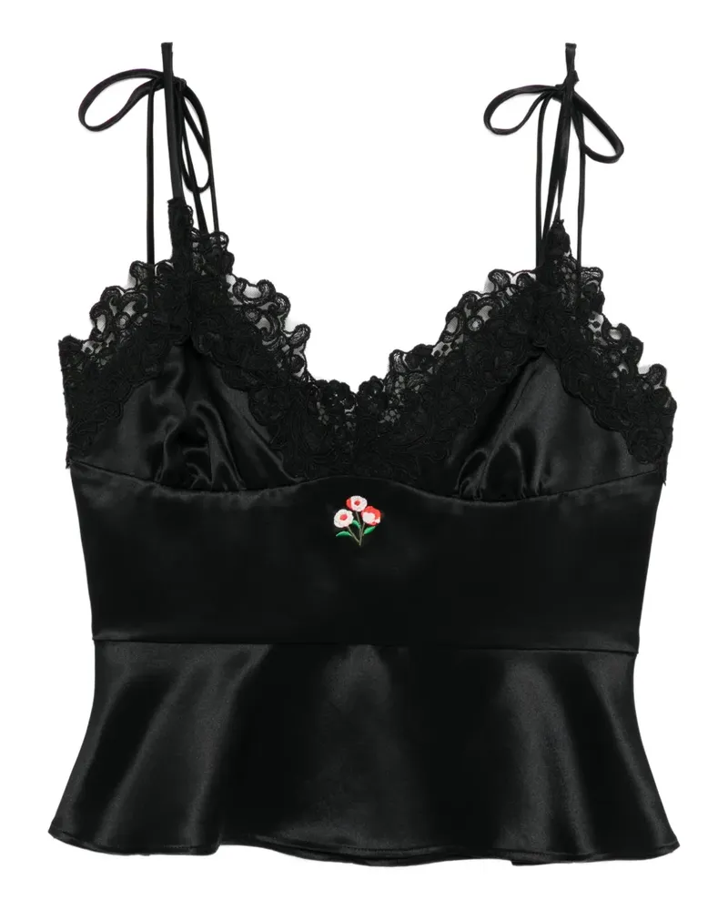 Cynthia Rowley Top aus Satin - Schwarz Schwarz