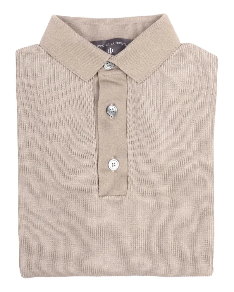 Filippo de Laurentiis ribbed-knit short-sleeve polo shirt - Nude Nude