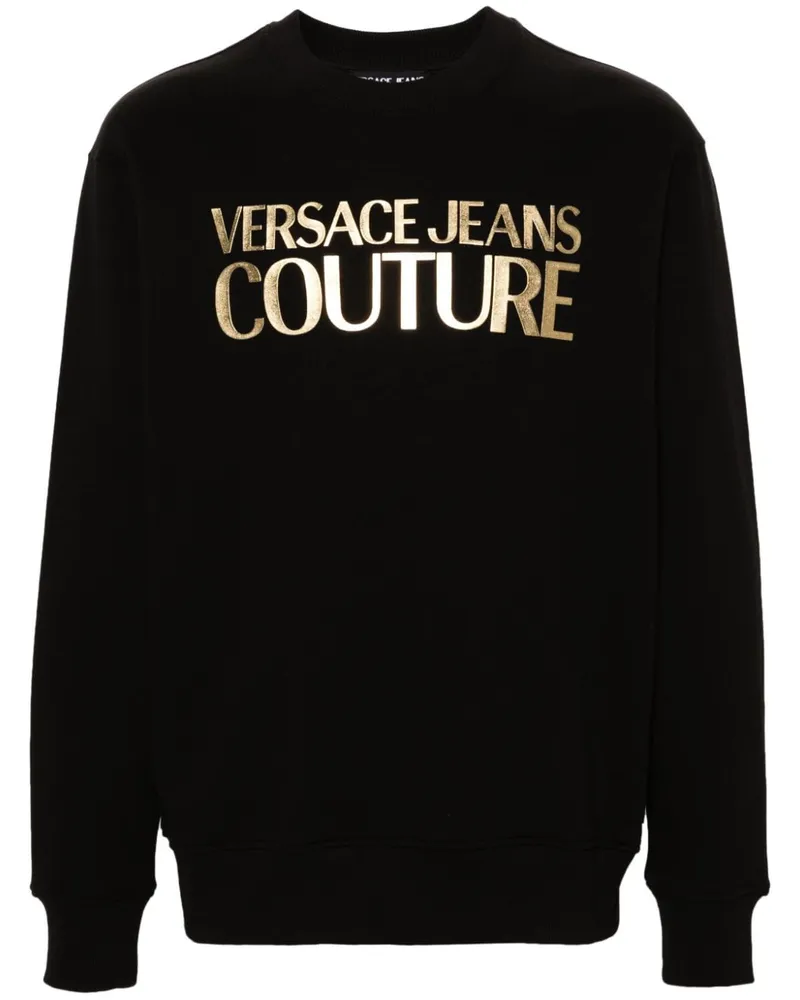 Versace Jeans Sweatshirt mit vorstehendem Logo Schwarz