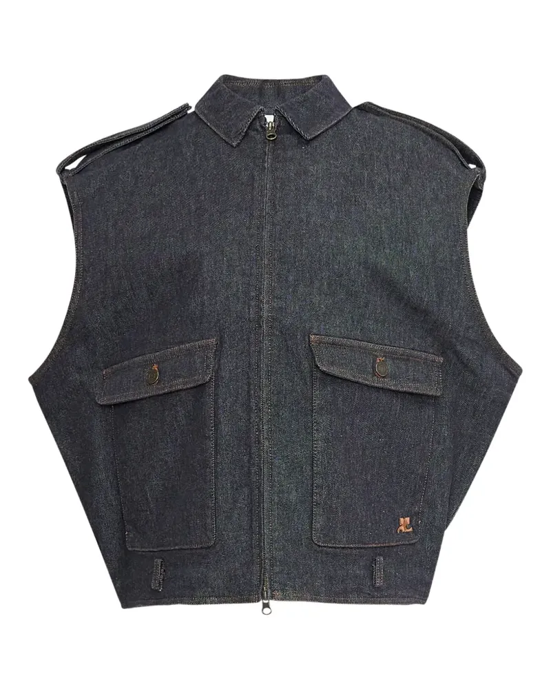 Courrèges sleeveless denim jacket - Blau Blau