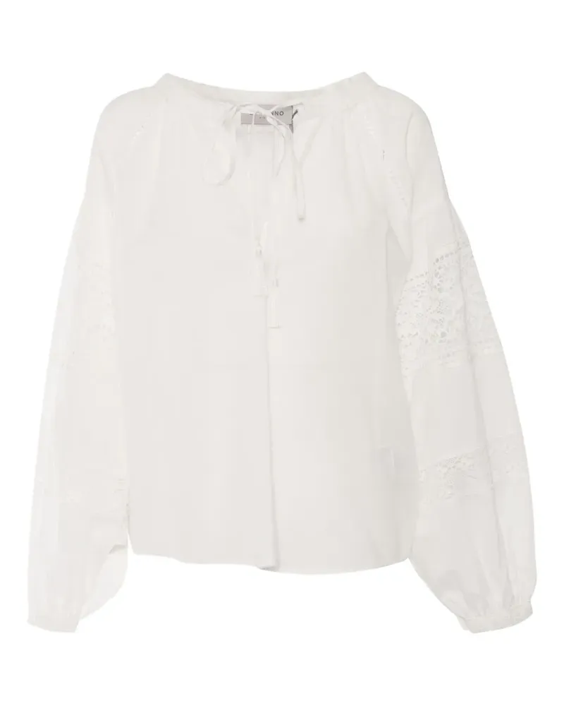 Ermanno Scervino Ballonärmel-Oberteil mit Spitzeneinsatz - Weiß Weiß