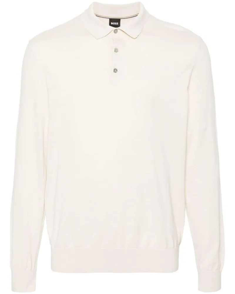 HUGO BOSS Langärmeliges Poloshirt aus Bio-Baumwolle - Nude Nude