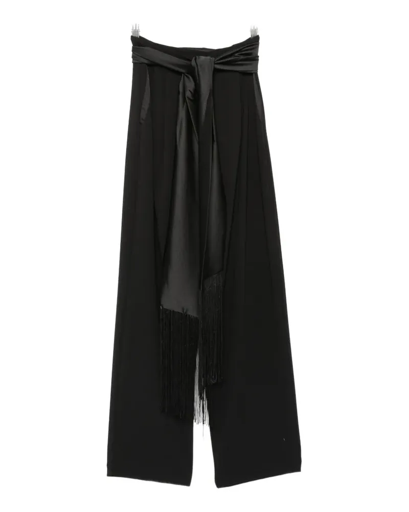 IMPERIAL fringe-trim sash-waist trousers - Schwarz Schwarz