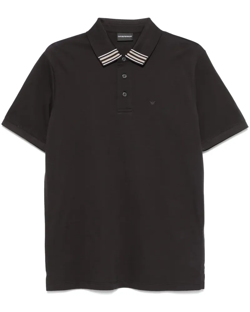 Emporio Armani Poloshirt mit Logo-Stickerei - Schwarz Schwarz