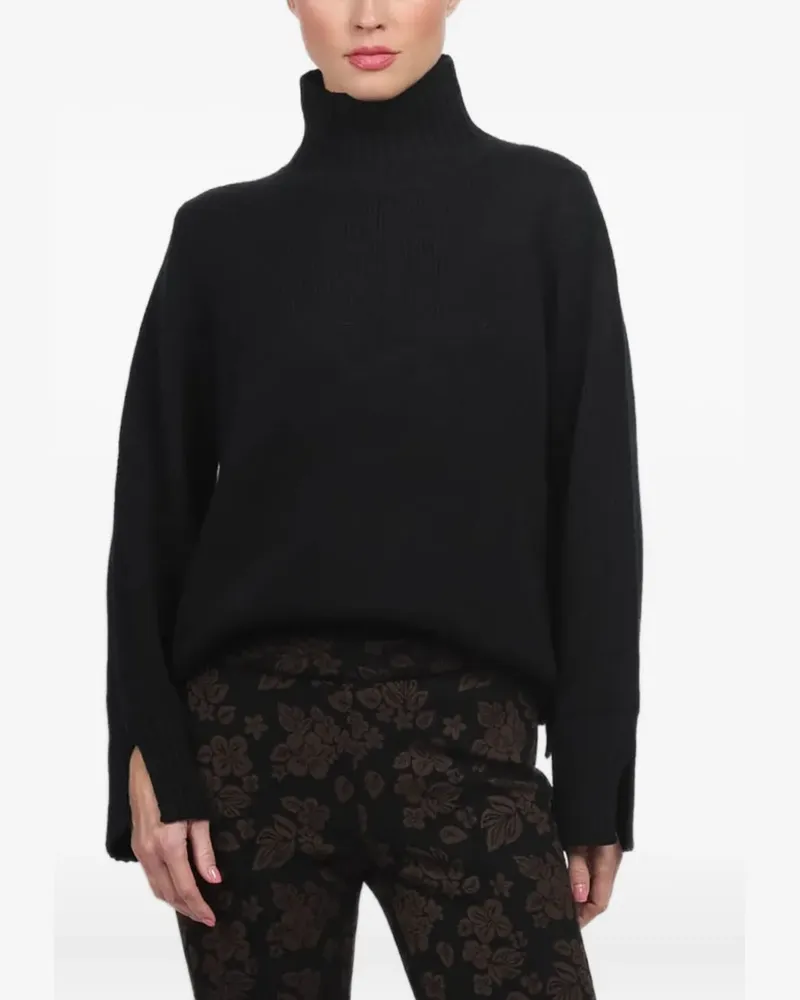 ALLUDE Kaschmirpullover mit geripptem Besatz - Schwarz Schwarz
