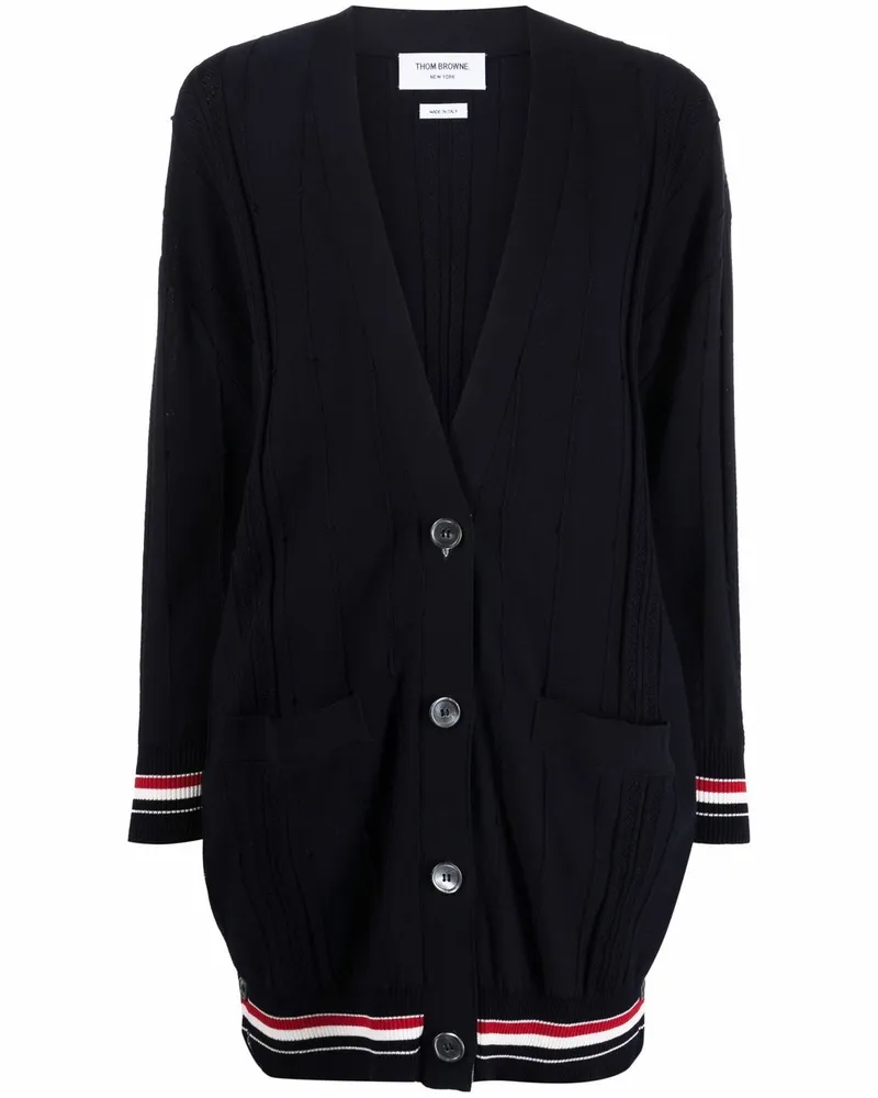 Thom Browne Oversized-Cardigan mit Streifen - Blau Blau