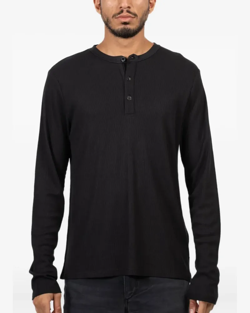 Rag & Bone Langarmshirt mit Knopfleiste - Schwarz Schwarz