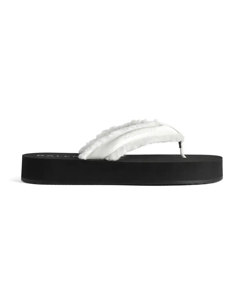 Balenciaga Flache Jet Lag Sandalen aus Satin - Weiß Weiß
