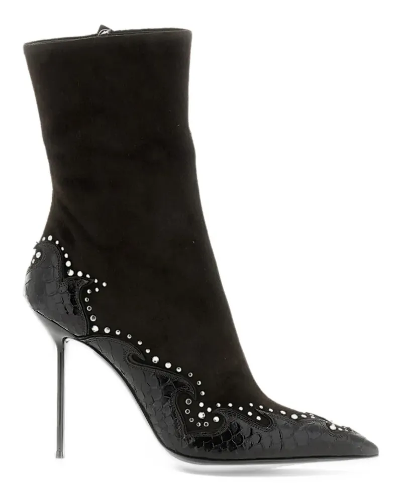 Paris Texas Lidia Queen Of Hearts embroidered pointed-toe ankle boots - Braun Braun