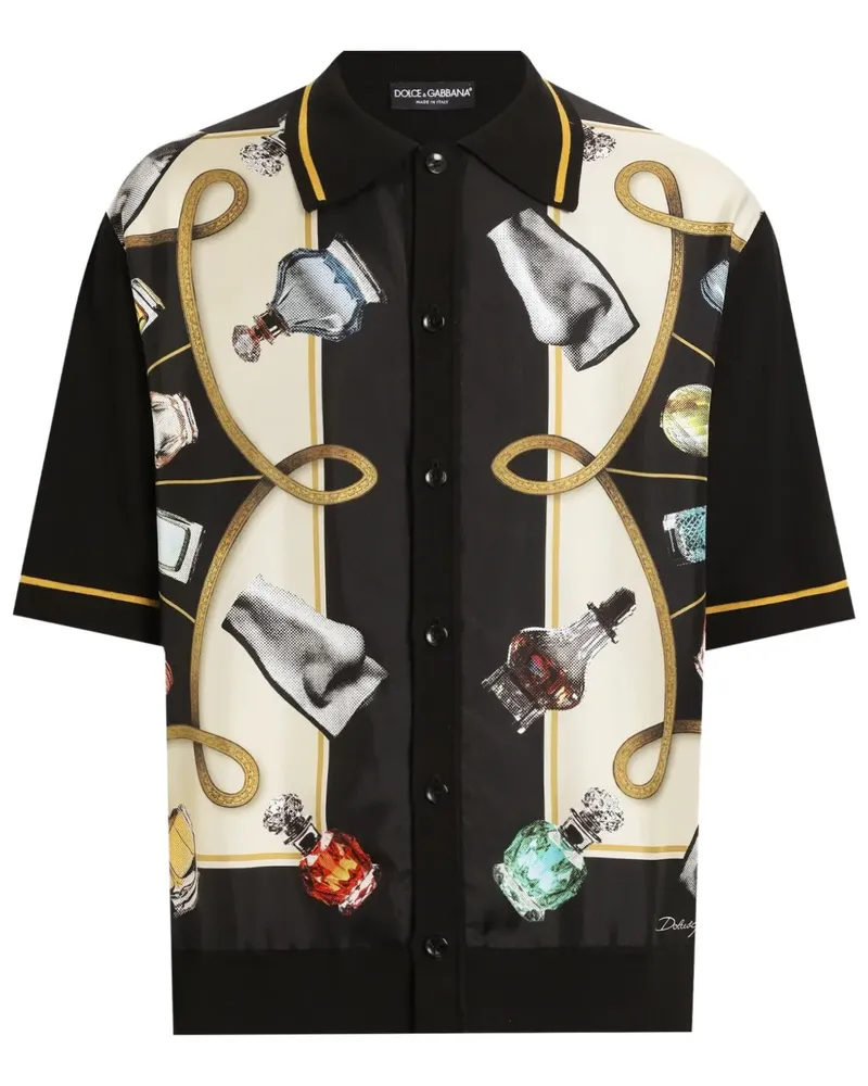 Dolce & Gabbana Hemd mit grafischem Print - Schwarz Schwarz