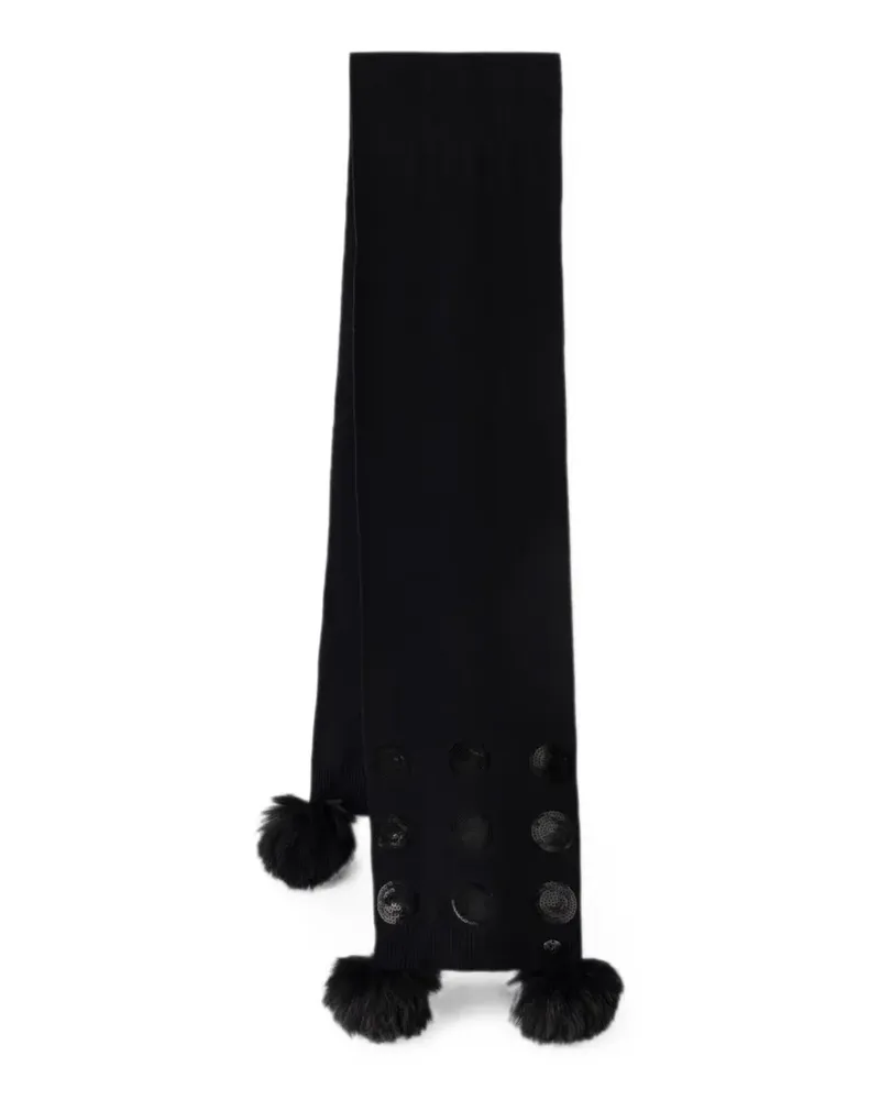 Joseph Ribkoff sequin-embellished pompom-trim scarf - Schwarz Schwarz