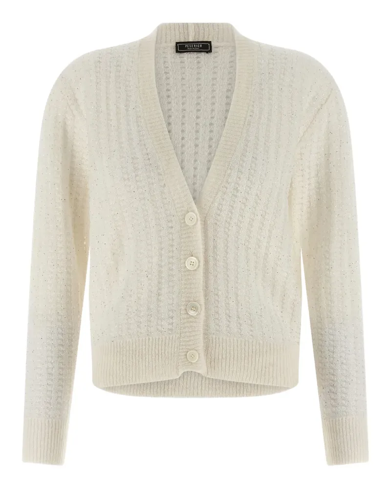 Peserico Trikot-Cardigan mit Pailletten - Weiß Weiß