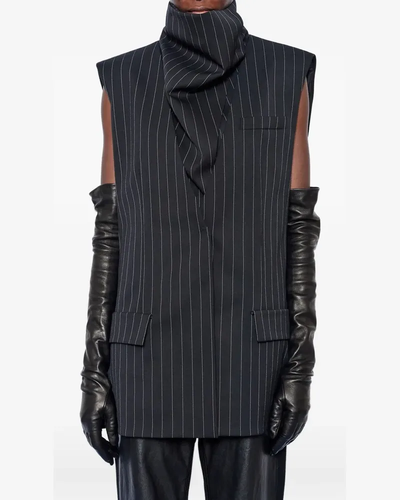 Max Mara sleeveless pinstripe wool jacket - black - Schwarz Schwarz