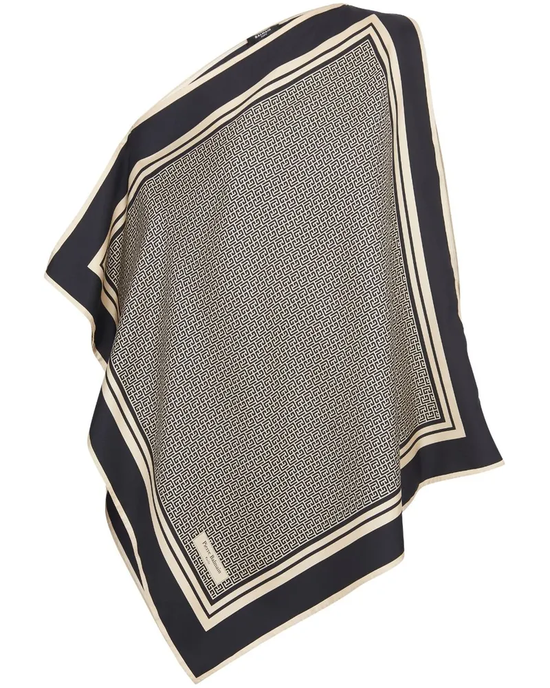 Balmain Asymmetrisches Seidentop - Schwarz Schwarz
