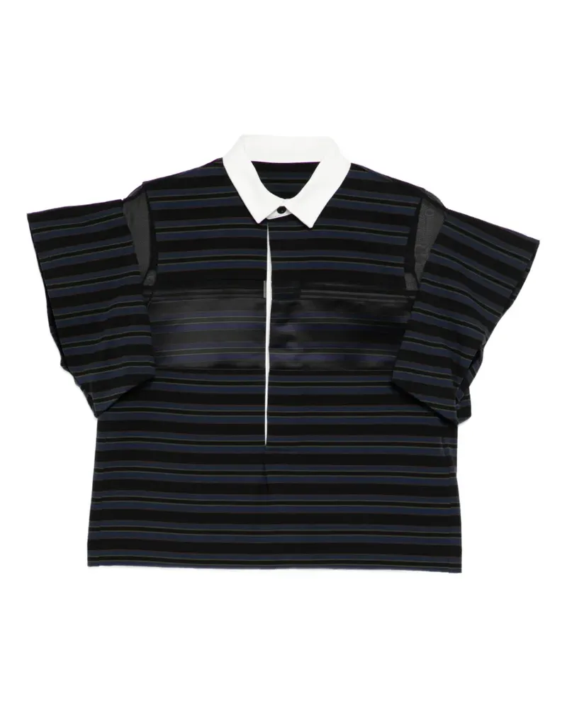 Sacai striped collar top - Schwarz Schwarz