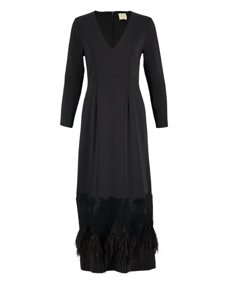 PAULA Sakura Kleid mit Federn - Schwarz Schwarz